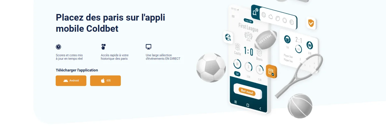 Application mobile Coldbet pour parier sur smartphone Android et iOS