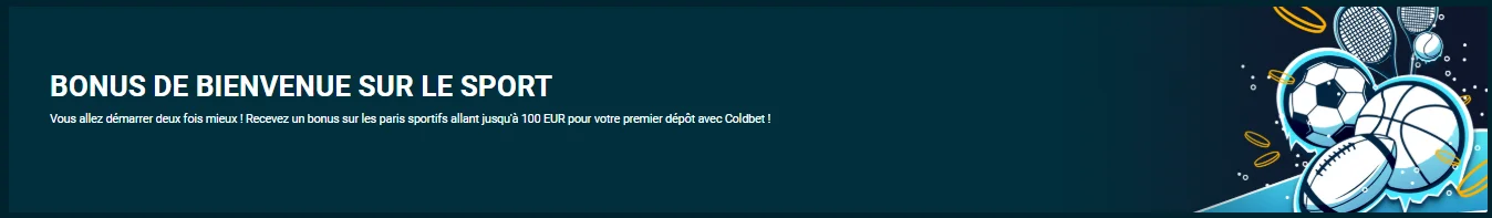 Section paris sportifs de Coldbet avec bonus de bienvenue sport